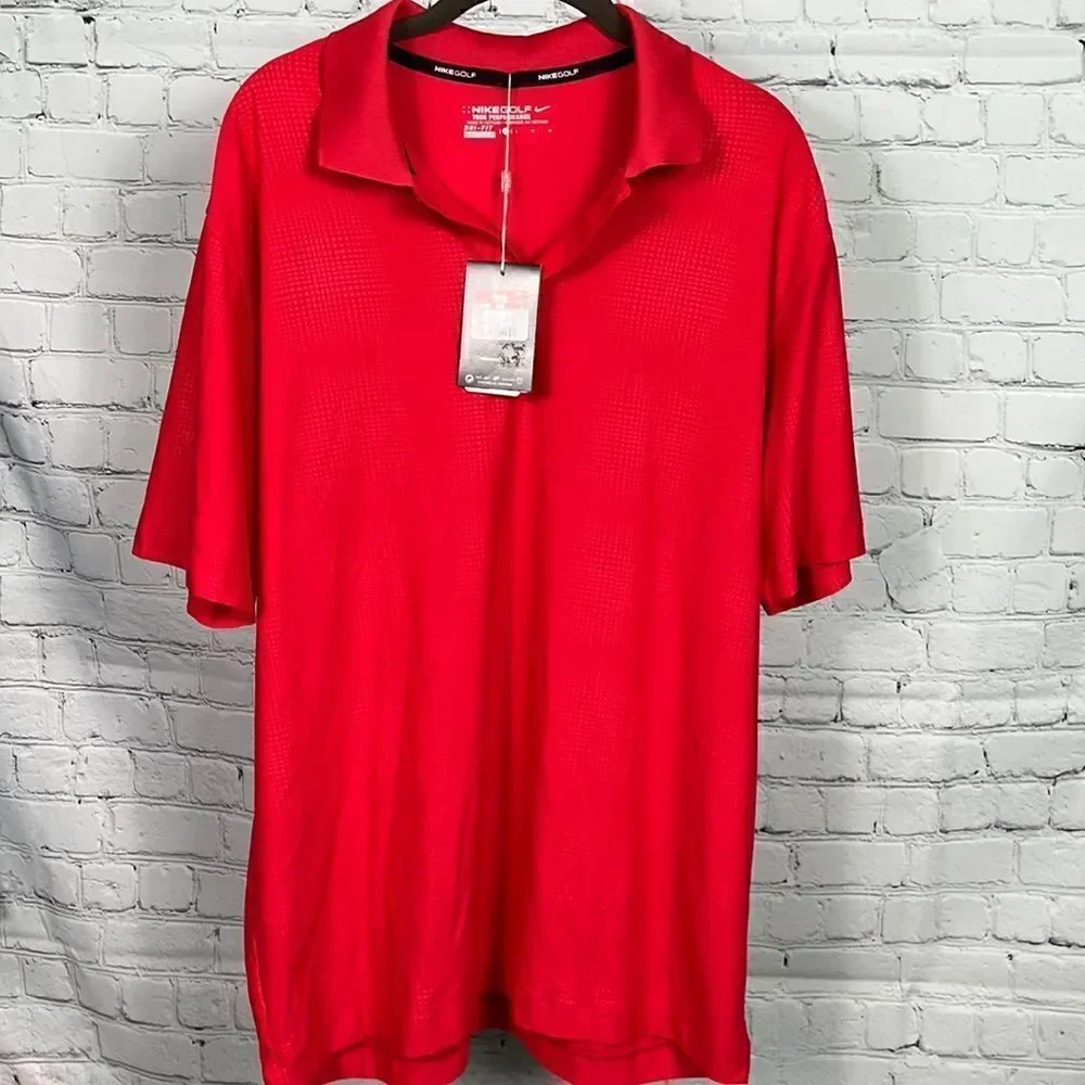 Nike NWT Golf Mens Shirt Size L Tour Performance Red W/pattern